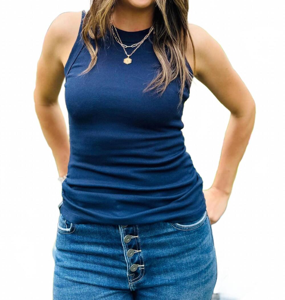 NEW MICHAEL STARS women's halley ruched tank top in nocturnal
